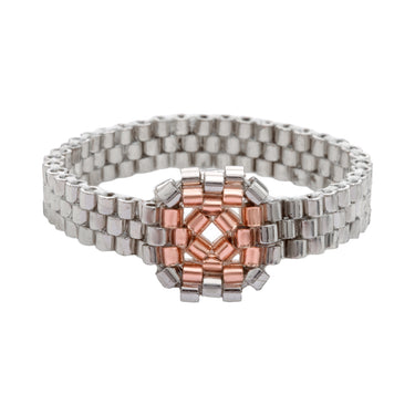 Anillo Diamantes 1 Cuadrado Plata Ajustable Rosa